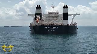 SEREM The MT GRACE STAR ship anchored near the 'GHOST CITY' in Malaysia south of Tanjung Piai