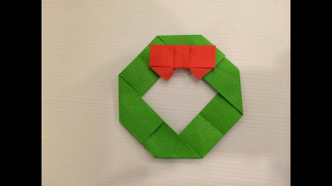 簡単おりがみ クリスマスリース Origami Christmas Wreath Youtube