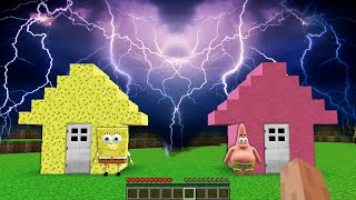 SPONGEBOB HOUSE and PATRICK HOUSE vs THUNDERSTORM in Minecraft! BIKINI BOTTOM Animation!