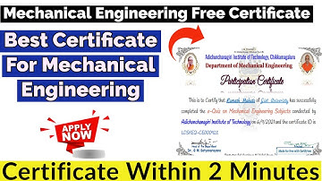 Mechanical Engineering Free Certificate | Best Certificate For Mechanical Engineering