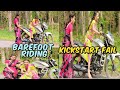 Barefoot bike riding in saree  kickstart bike fails