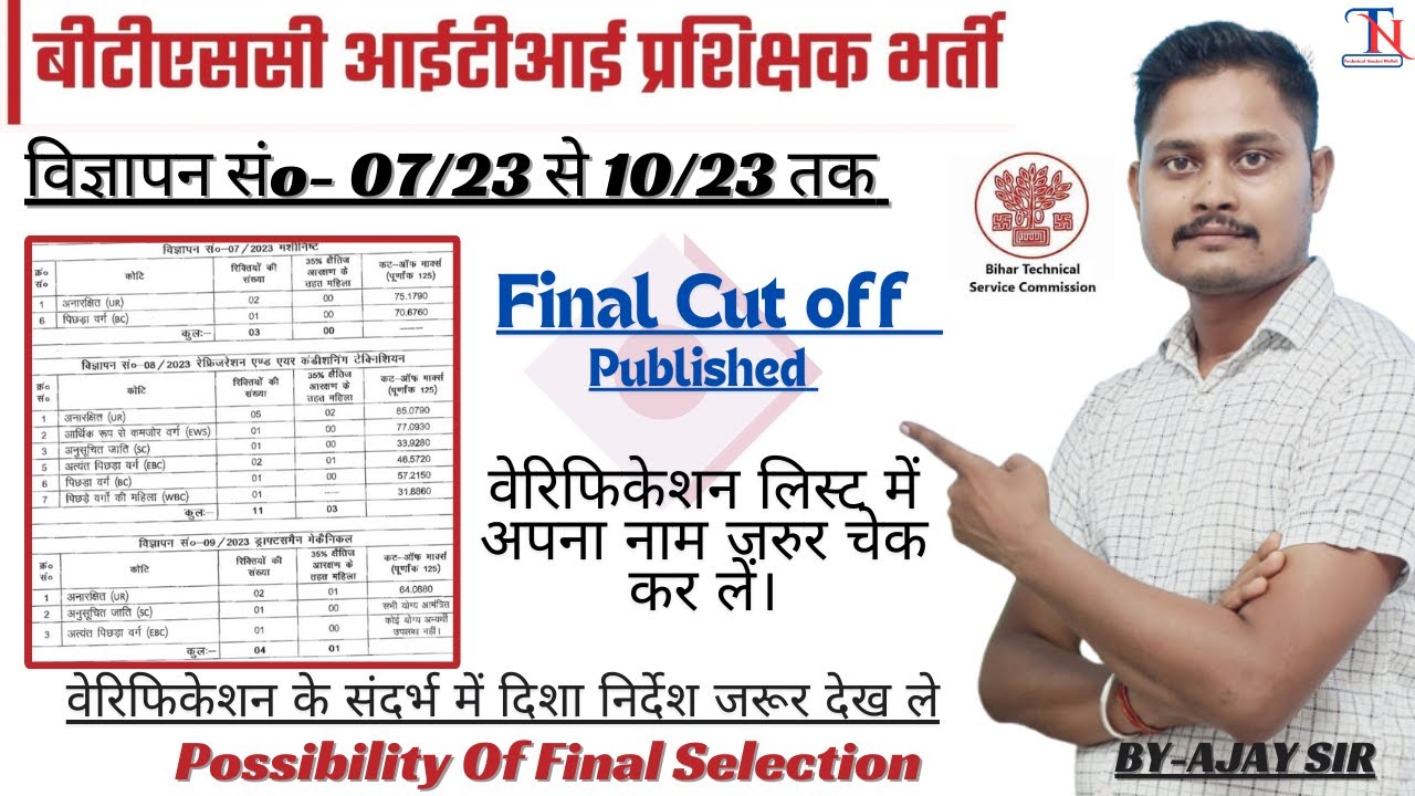 BTSC FINAL CUT OFF//FINAL SELECTION POSSIBILITIES //ADV 07 TO 10 ...
