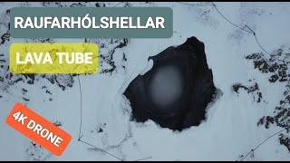 Lava Tube Raufarholshellar, 4th longest in Iceland (1.36 km / 0.84 miles) from 5.200 yrs ago. Drone.
