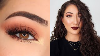 BROWN SMOKEY EYE & VAMPY LIP FALL MAKEUP TUTORIAL