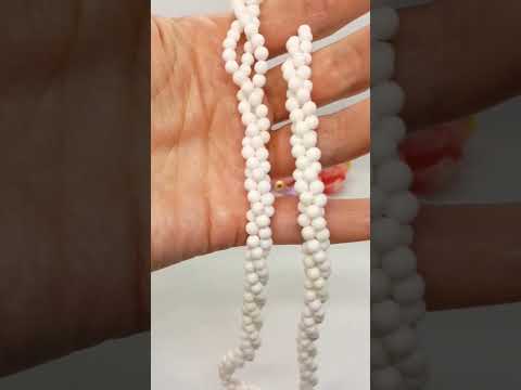 Кольє джгут натуральний камінь білий агат, видео 1