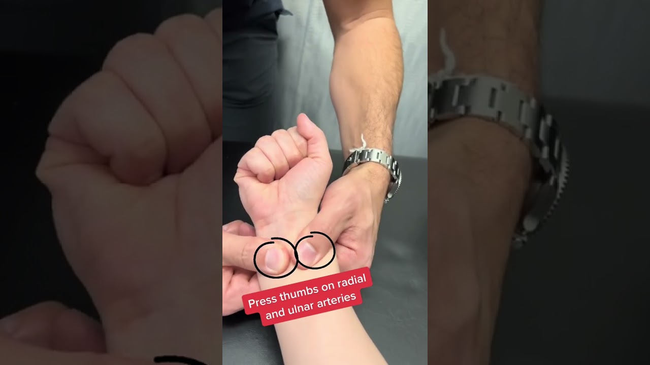 Blood flow to hand test