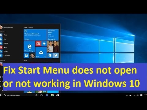 windows 10 start menu not working