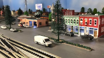 AJS Model Railway N scale layout update #16 - Scratch built pine trees, median strips, & QFtT truck.