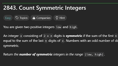 Leetcode 2843 | Count Symmetric Integers | Java Solution | C++ | Leetcode Daily