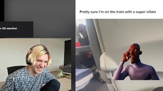 xQc Dies Laughing at Super Villain on Train