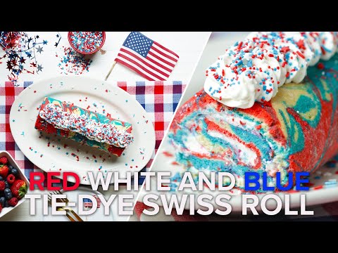 Red, White, And Blue Tie Dye Swiss Roll