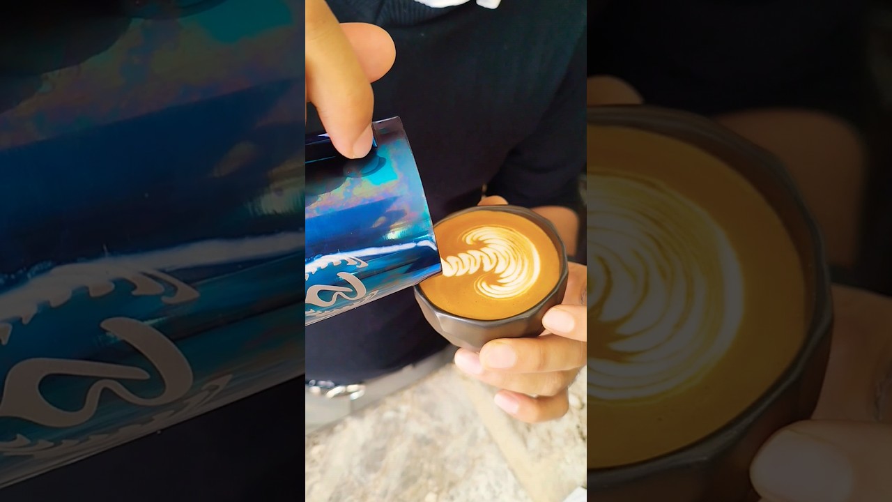 Coffee Making :- Rosetta Latte Art ! #coffee #barista #latteart  #shorts