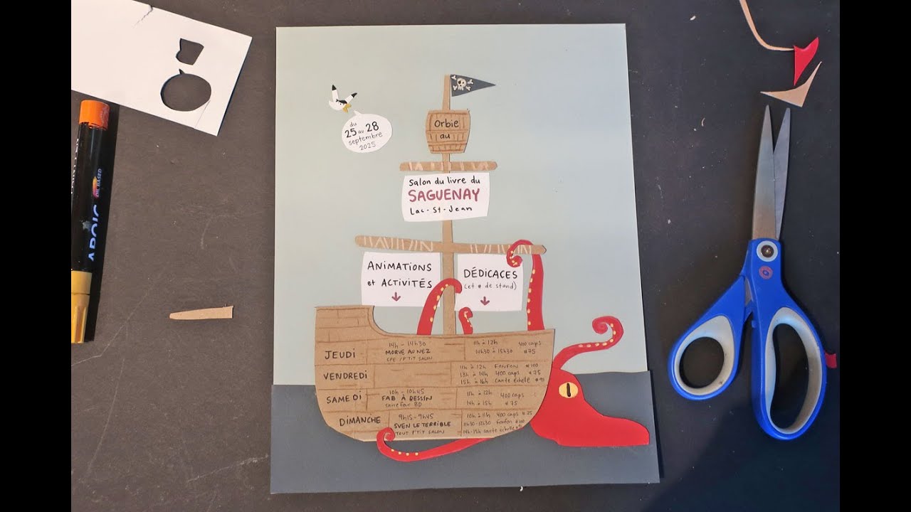 Salon du livre du Saguenay-Lac-St-Jean - Mon horaire de dédicace, en découpage-collage