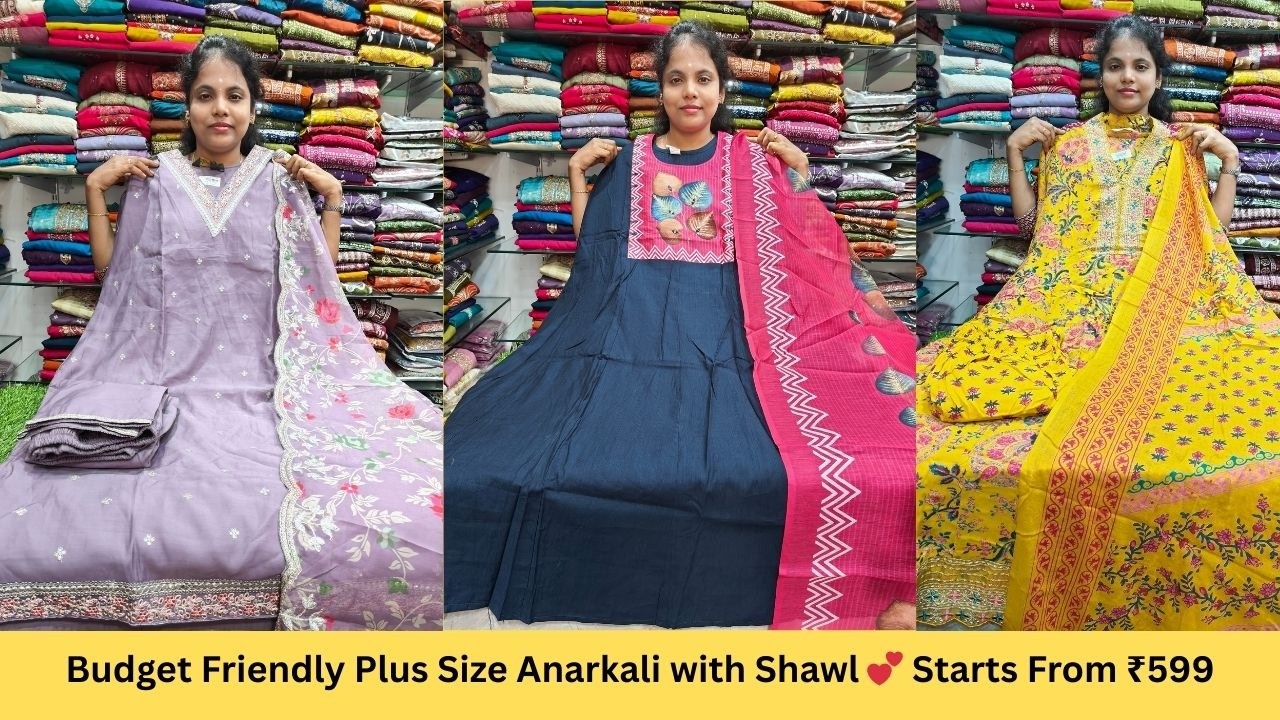 Affordable Plus Size Queens Anarkali with Shawl 👑 Starts from Just ₹599 | 3XL to 6XL |