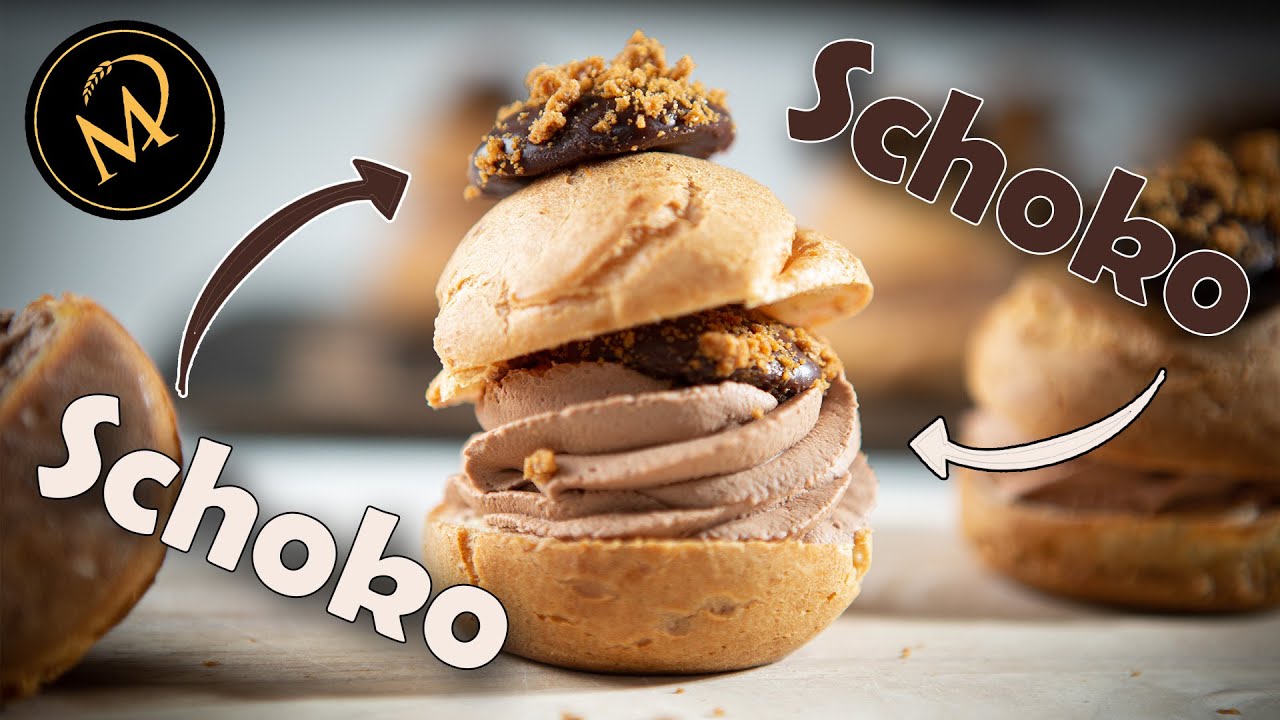 Doppel Schoko Crumble Windbeutel  | Gratislektion aus neuem Online Kurs in der Back Academy