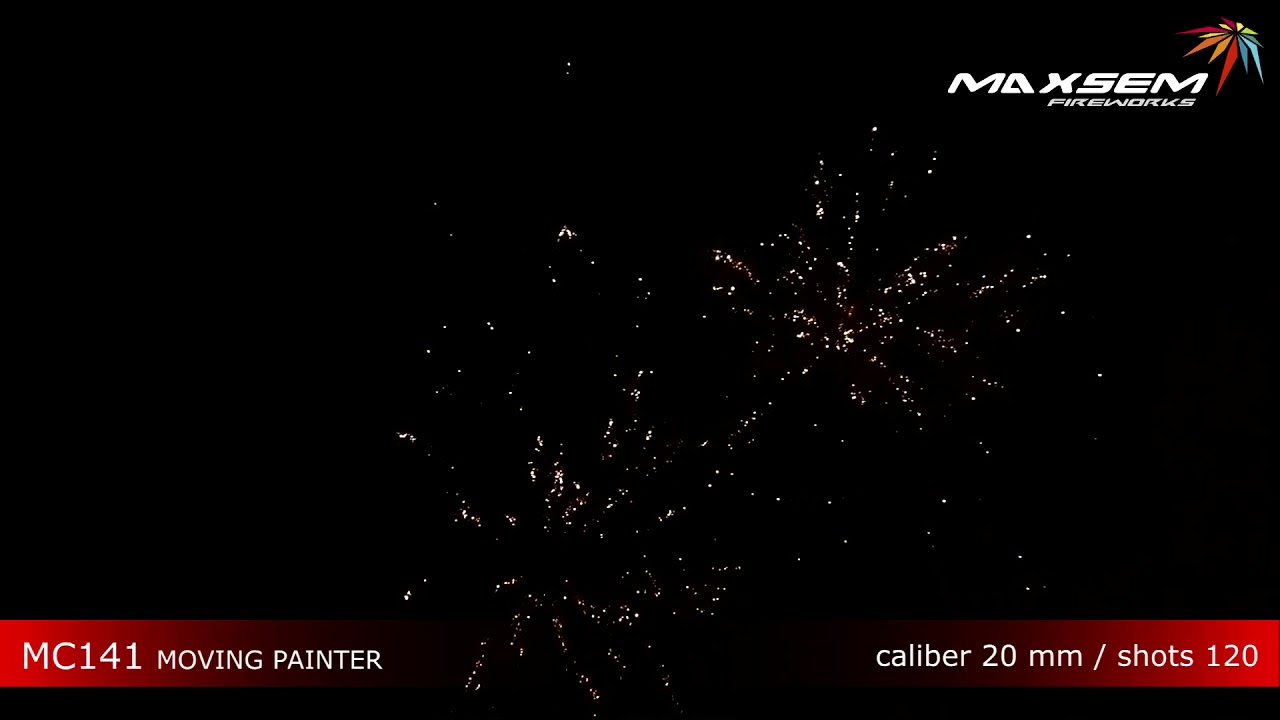 Батарея салютов Maxsem ,Салют + веер "Moving Painter" MC141 ,0.8"калибр,120 залпов,8 эффектов