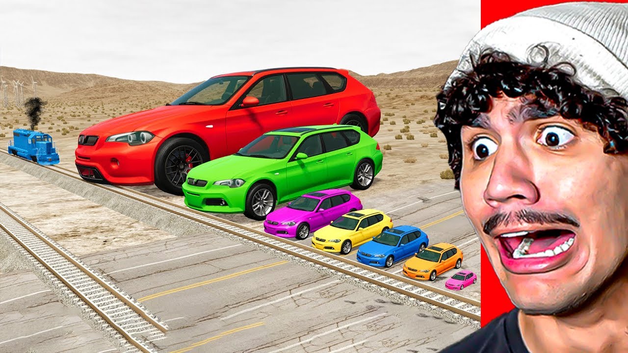 Reagindo a Carros Pequenos e Gigantes vs Trem e Trilho – BeamNG.drive