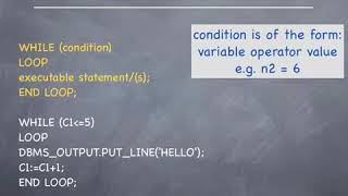 PL17   PL SQL Tutorial   WHILE LOOP construct Theory Details
