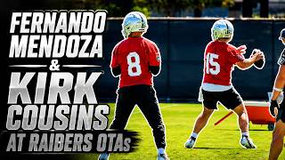 FERNANDO MENDOZA, KIRK COUSINS, DRILLING TOGETHER AT RAIDERS OTAs
