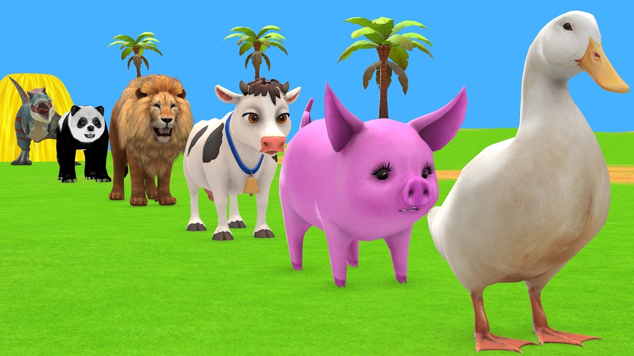 Long Slide Game With Cow Elephant Gorilla Hippopotamus Tiger 3d Animal Game Funny 3d Animals