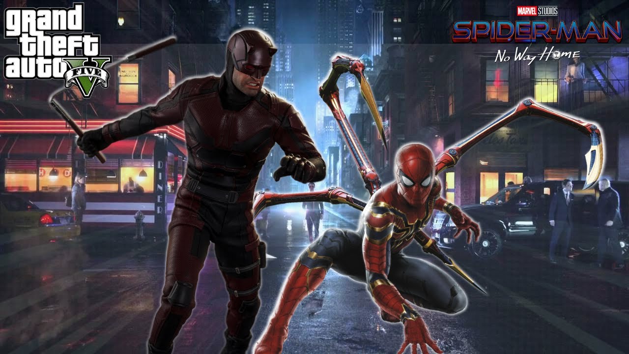 GTA 5 - Daredevil And Spiderman Fights Crime | No Way Home.
