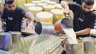 HUGE LASSI MAKING! Nonstop 100+ Ajmeri MAWA RABDI LASSI | Pakistani Street Drink Fastest Lassi Maker