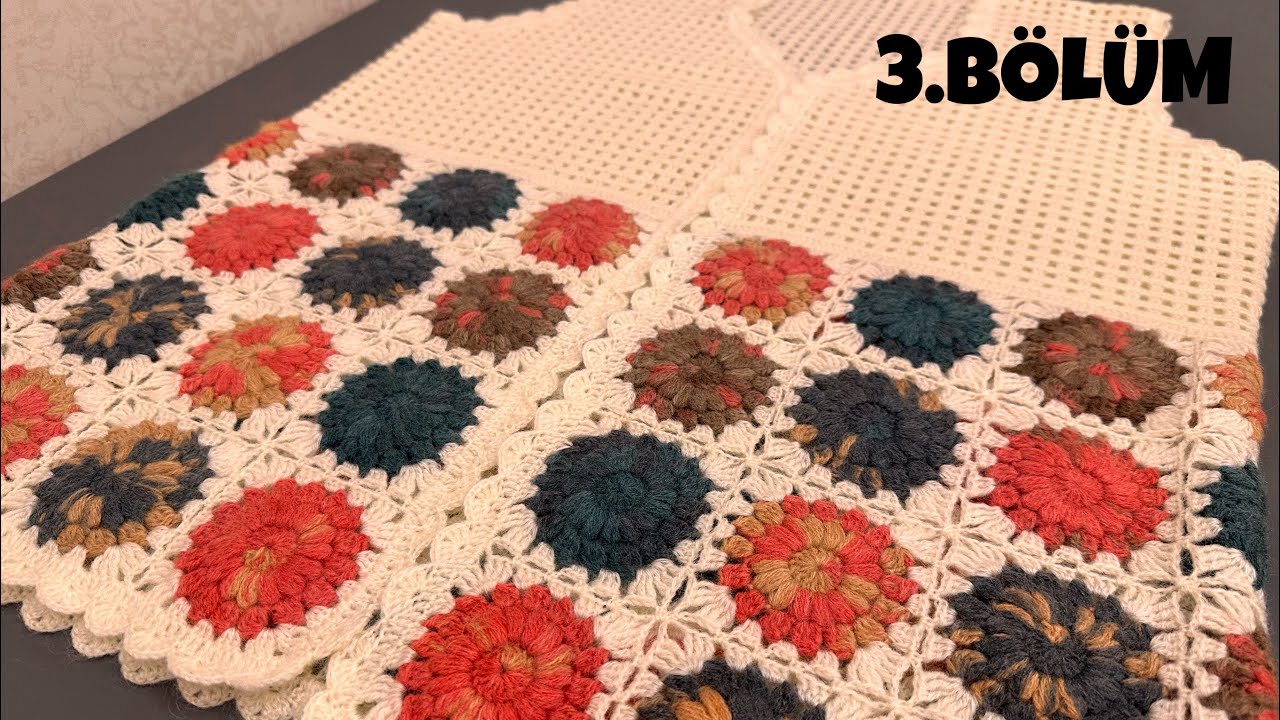 Вязаный крючком жилет с мотивом подсолнуха. Часть 3 (с субтитрами).