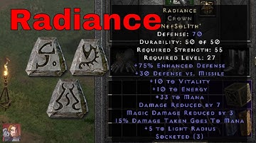 Diablo II Resurrected Rune Words - Radiance (Nef Sol Ith)