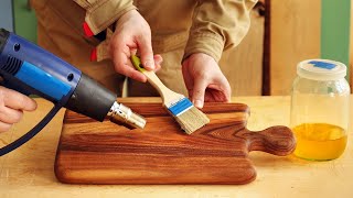 4K Вощение разделочной доски из вяза, beeswax for cutting board