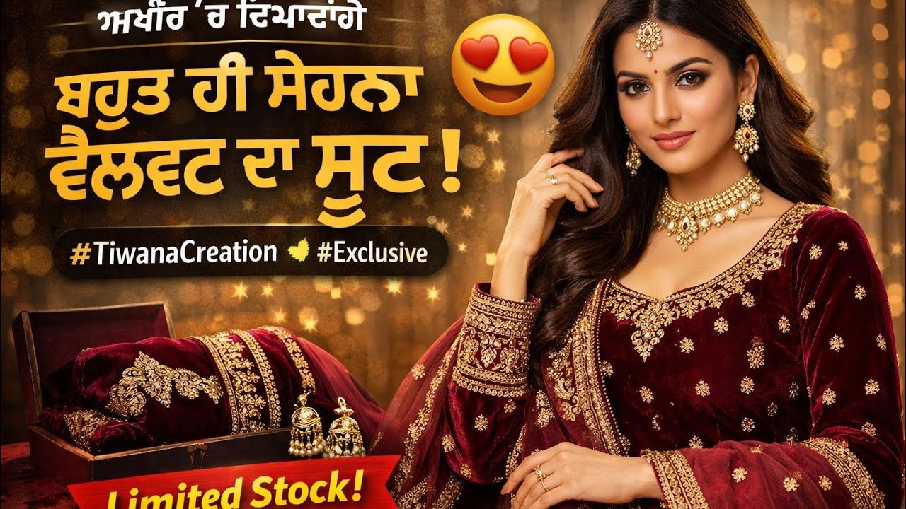 “ਵੀਡੀਓ ਦੇ ਅਖੀਰ ‘ਚ ਦਿਖਾਵਾਂਗੇ ਤੁਹਾਨੂੰ ਬਹੁਤ ਹੀ ਸੋਹਣਾ ਵੈਲਵਰ ਦਾ ਸੂਟ 😍ਬਹੁਤ ਹੀ ਘੱਟ 