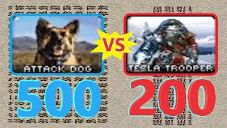 Attack Dogs vs Tesla Troopers - Same Cost - Red Alert 2