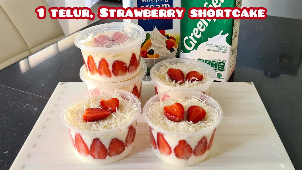 1 telur aja, membuat strawberry shortcake