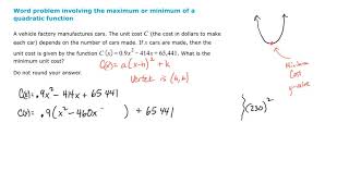 Word Problem Involving the Maximum or Minimum of a Quadratic Function