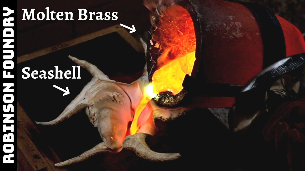 What happens if you fill a seashell with metal?  Huge conch shell filled with molten metal