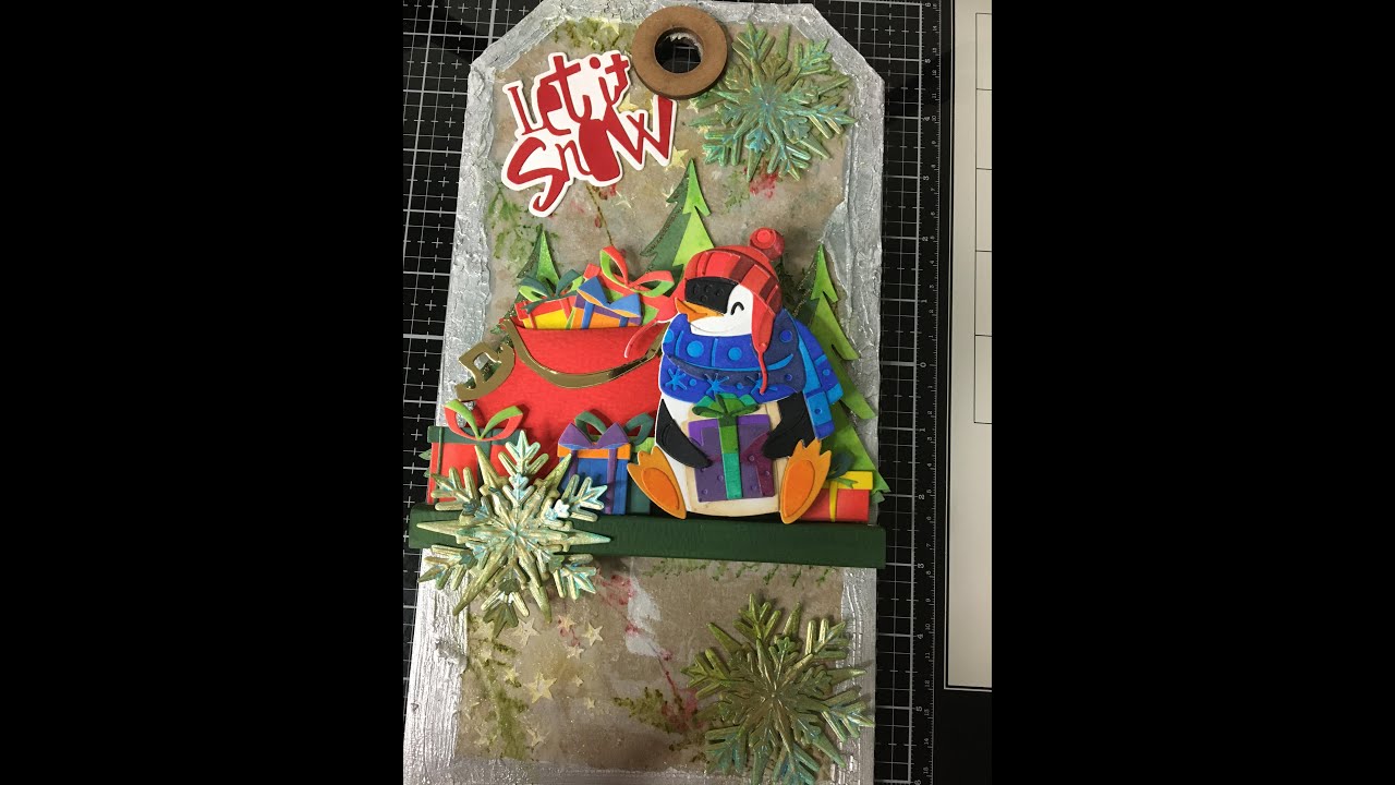 Mixed Media Christmas Tag - YouTube