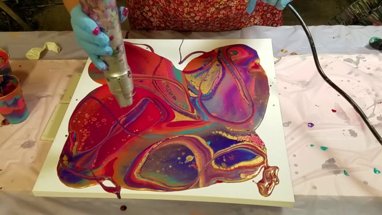 Dirty Flip Cup Technique! Acrylic Pouring with Metallic Colors - Simple ...