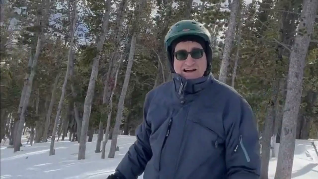 Byron Peterson telemarking on Lazy M at Red Lodge Mountain, December 29, 2023.