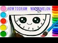 How to draw a cute watermelon | easy drawing for kids | funny watermelon painting,