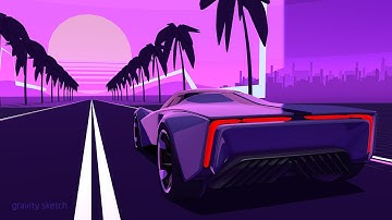 Corvette EV Concept: Quick Spin in a Dark Synthwave Environment with Gravity Sketch