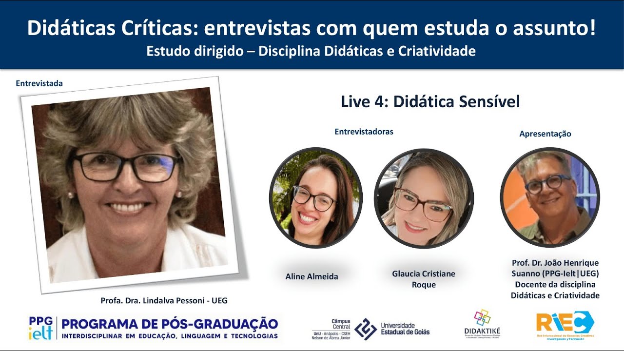 Live 4:Didática Sensível, professora Dra. Lindalva