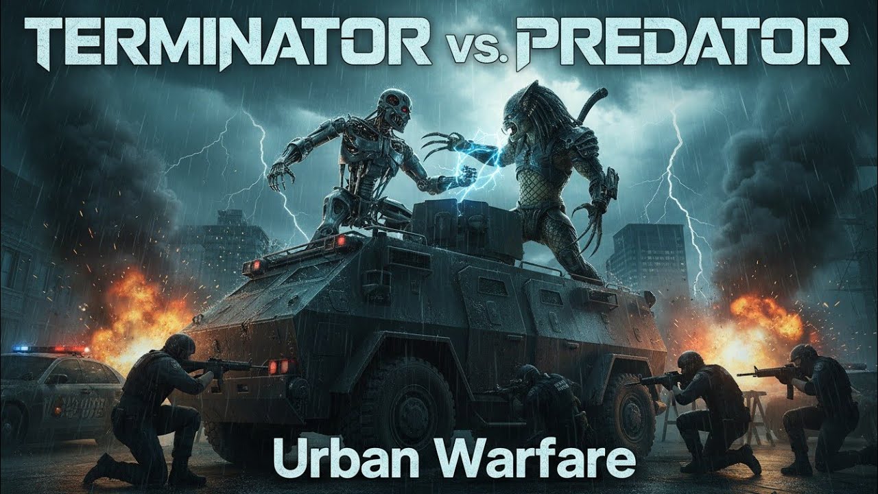  TERMINATOR vs PREDATOR [4K] – Energy War: Machine vs Alien Hunter Showdown