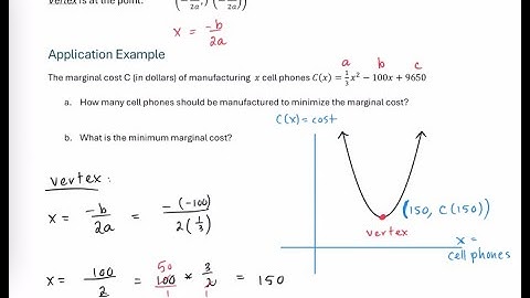 Quadratic Functions - Minimum Cost Application