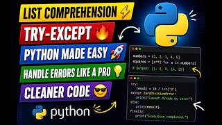 List Comprehension & Exception Handling (try-except) in Python | Complete Beginner Tutorial 🚀