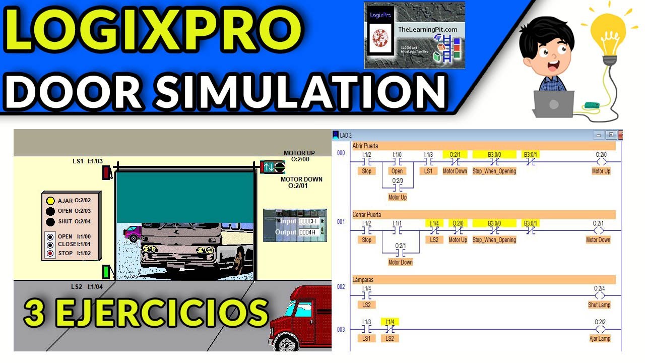🔵 LOGIXPRO - DOOR SIMULATION - PUERTA DE GARAJE- 4 EJERCICOS PASO A ...