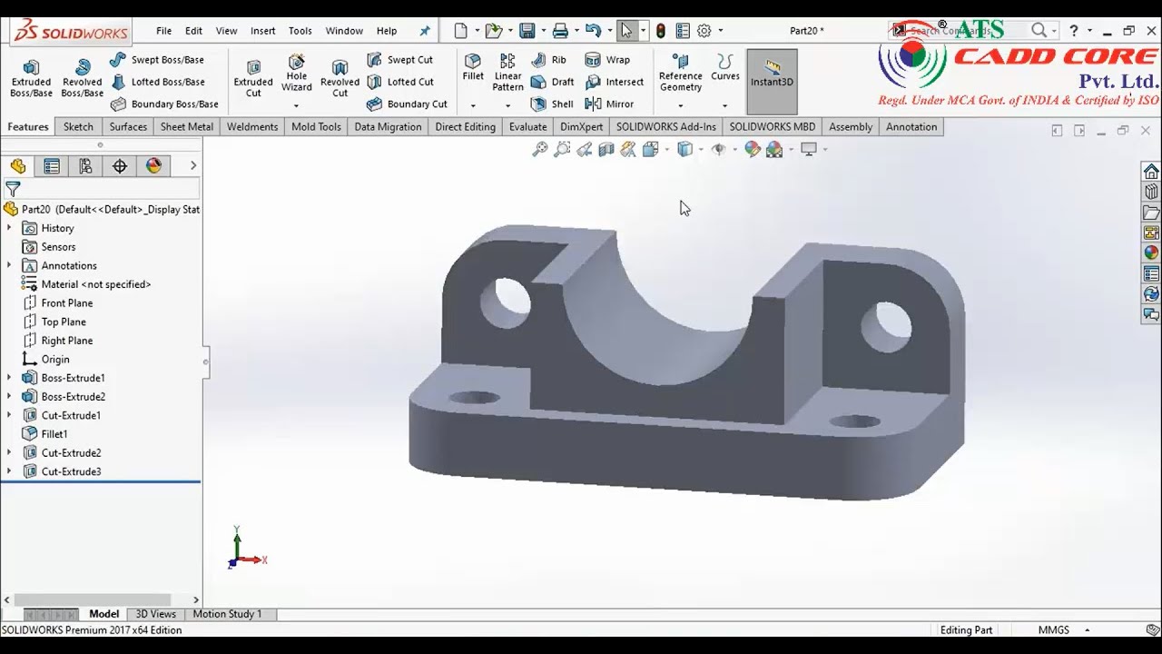 SolidWorks Part Design Exercise 90 - YouTube
