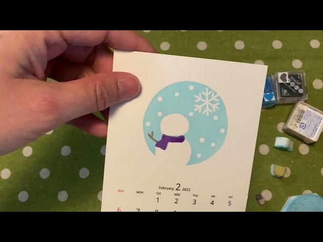 消しゴムはんこで雪だるま