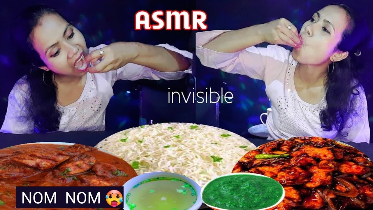 Asmr hindi | Spicy chili chicken | chicken soup 🍲  paddina sauce7 😋 white rice 🍚 chicken gravy
