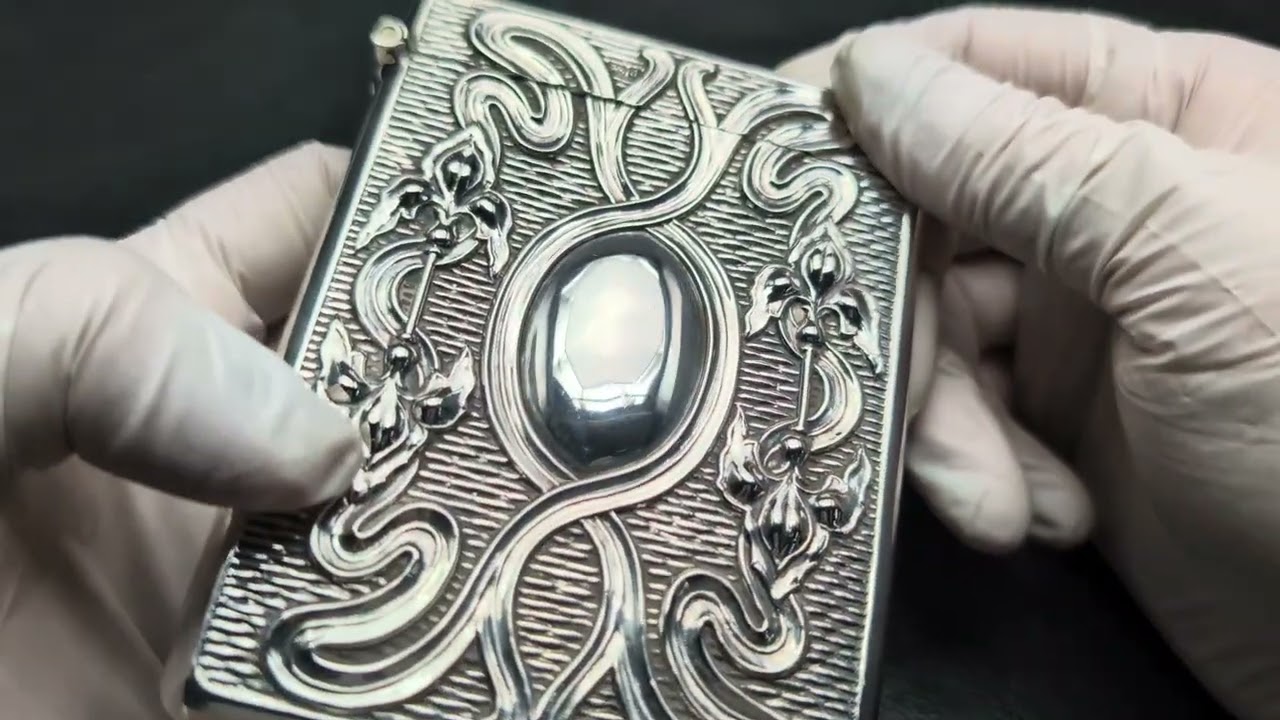 1903 British Antique Sterling Silver Large Card Case, 97g, Henry