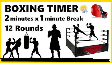 🥊Boxing Timer 2 minutes x 1 min 12 rounds - Temporizador de Boxeo gratis online