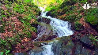 Relaxing Mountain Cascade Waterfalls (4k Ultra HD). Calming Nature Sounds. (10 hours). White noise.